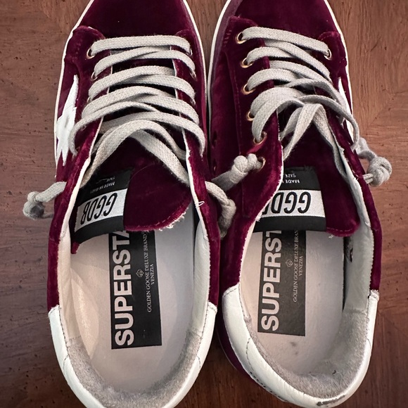Golden Goose Maroon and White Star Sneakers - Picture 8 of 9